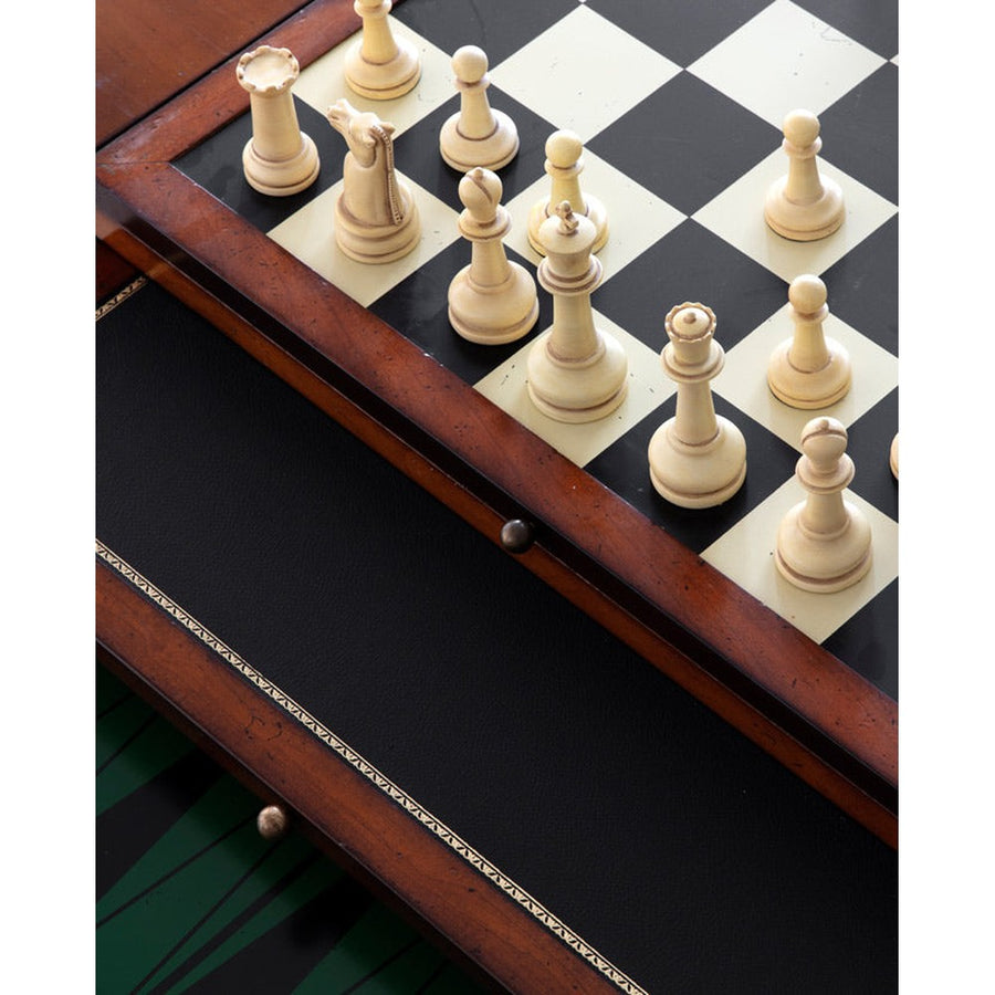 Többfunkciós cseresznyefa játékasztal, dohányzóasztal cserélhető játéktábla-lapokkal.