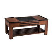 Többfunkciós cseresznyefa játékasztal, dohányzóasztal cserélhető játéktábla-lapokkal.