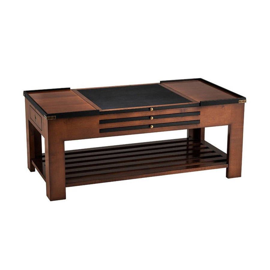 Többfunkciós cseresznyefa játékasztal, dohányzóasztal cserélhető játéktábla-lapokkal.