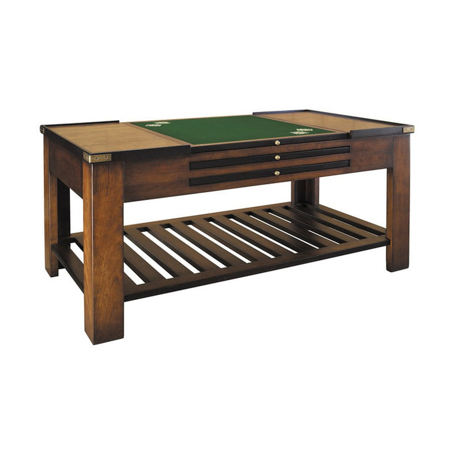 Többfunkciós cseresznyefa játékasztal, dohányzóasztal cserélhető játéktábla-lapokkal.