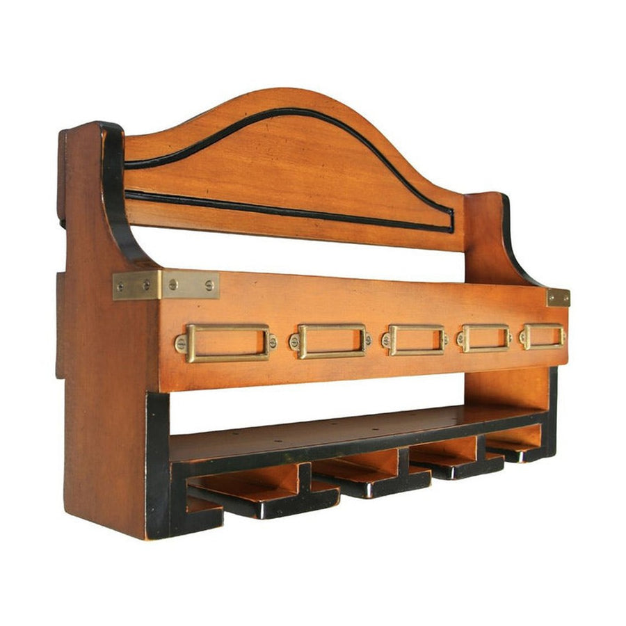 Fából készült, öt rekeszes, falra szerelhető bortartó