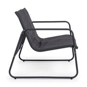 A kortárs stílusú, szénfekete színű fém kerti bútor szett kanapé eleme.