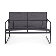 A kortárs stílusú, szénfekete színű fém kerti bútor szett kanapé eleme.