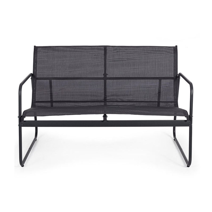 A kortárs stílusú, szénfekete színű fém kerti bútor szett kanapé eleme.