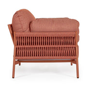 Kortárs stílusú, korallszínű kültéri, kerti fotel.