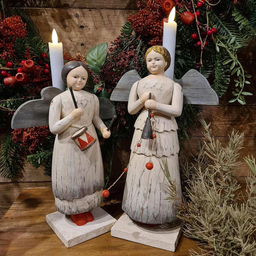 Zenélő angyalos gyertyatartószett