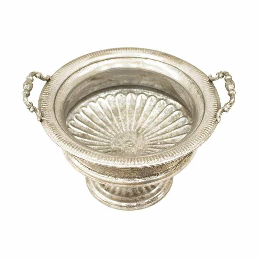 Patinás ezüst színű fémkaspó