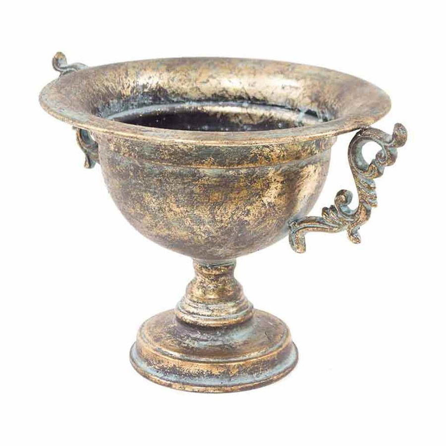 Patinás óarany színű fémkaspó