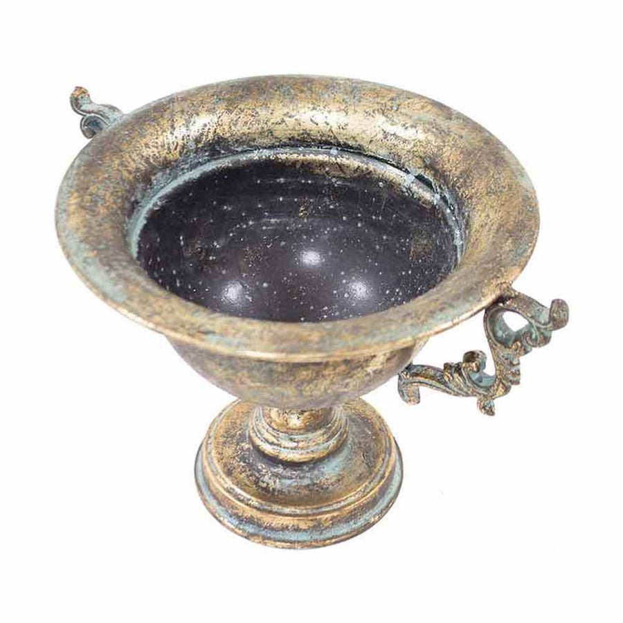 Patinás óarany színű fémkaspó