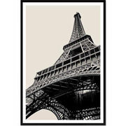 Eiffel-torony vászonra nyomtatott fotóprintje fekete színű fa képkeretben