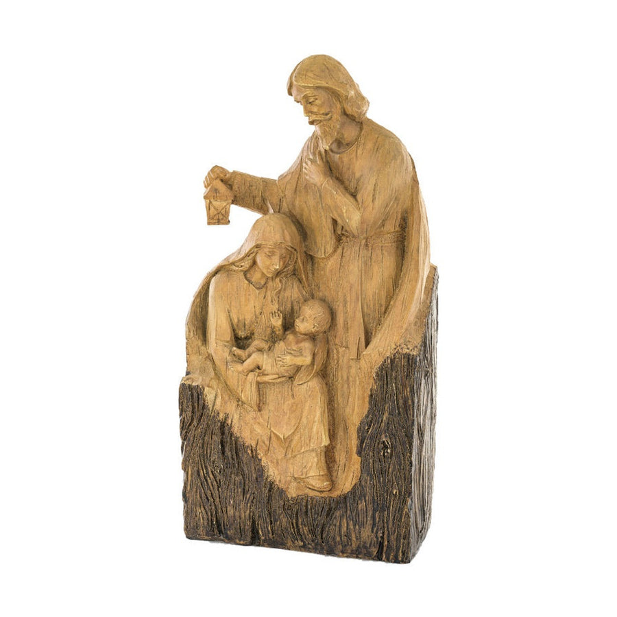 Antikolt felületű, fahatású, szoborszerű karácsonyi betlehem.