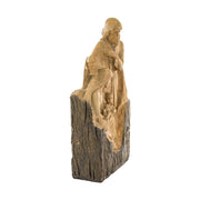 Antikolt felületű, fahatású, szoborszerű karácsonyi betlehem oldalsó nézet.