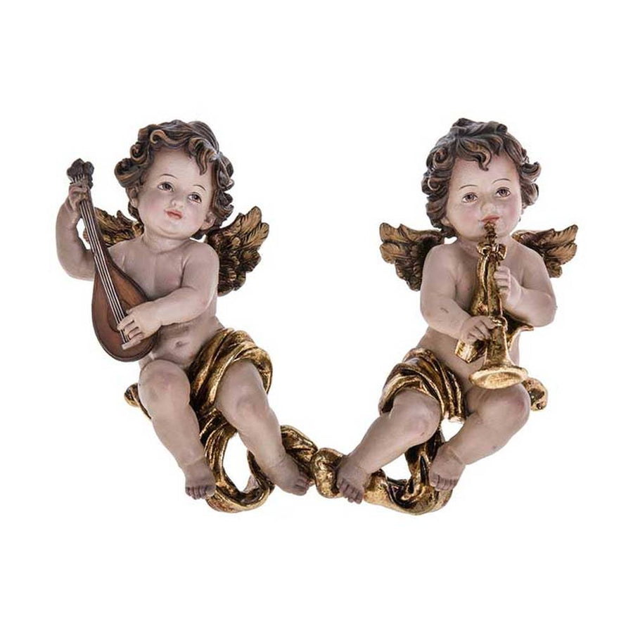 Barokk stílusú, 34 cm magas, falra függeszthető harsonás angyal figura kétféle változatban 