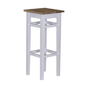 Fehér színű fenyőfa bárszék, natúr olajozott tölgyfa ülőlappal.