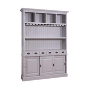 Tömör fenyőfából készült, prémium kategóriás, nagyméretű, 180 cm hosszú és 210 cm magas pohárszék, bárszekrény. Színe: fehér.