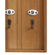 Loft stílusú, jegenyefenyőből készült fali kulcstároló, kilenc darab számozott fém akasztóval.