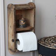 Vidéki stílusú, téglavető formájú, toalettpapír tartó fali polc