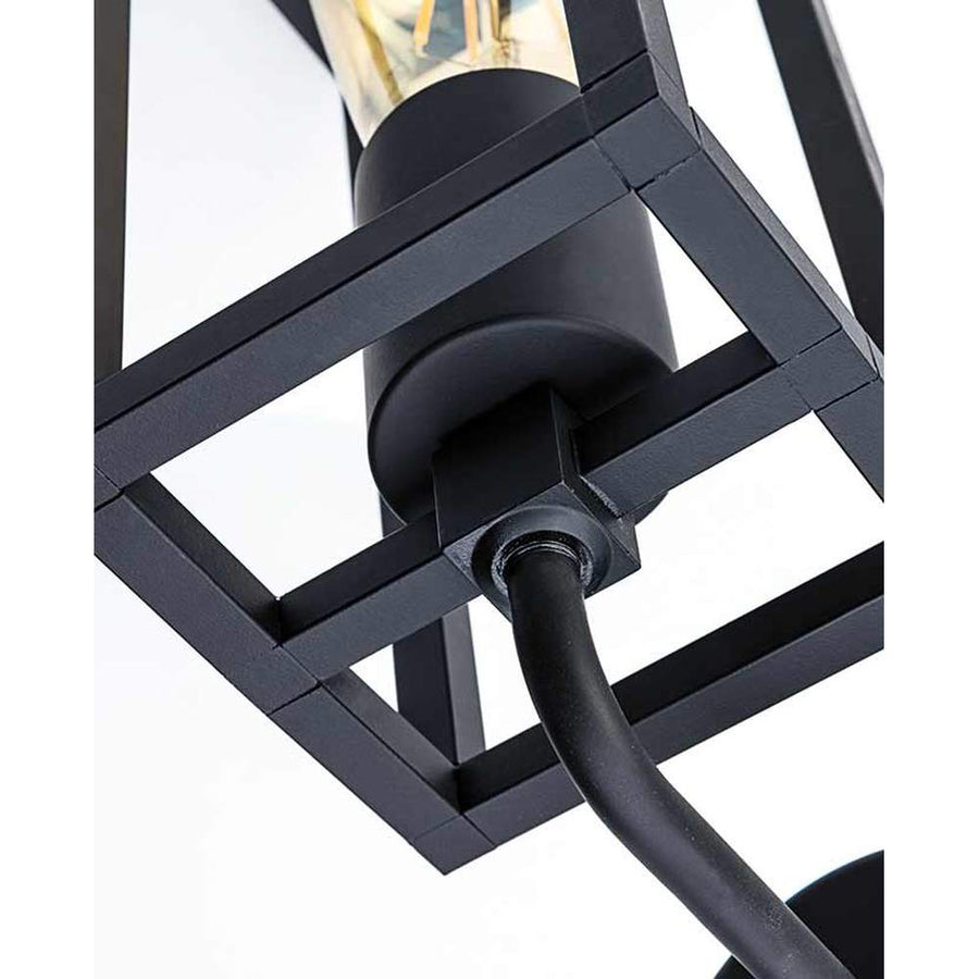 Industrial stílusú, matt fekete színű falilámpa. Alulnézet.