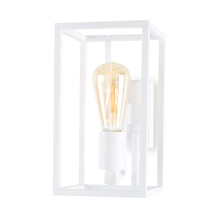 Industrial stílusú, rézből készült, matt fehér színű falilámpa.