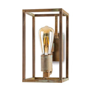 Industrial stílusú, rézből készült, antikolt sárgaréz színű falilámpa.