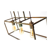 Industrial stílusú, antikolt sárgaréz színű, réz függeszték, három izzófoglalattal.