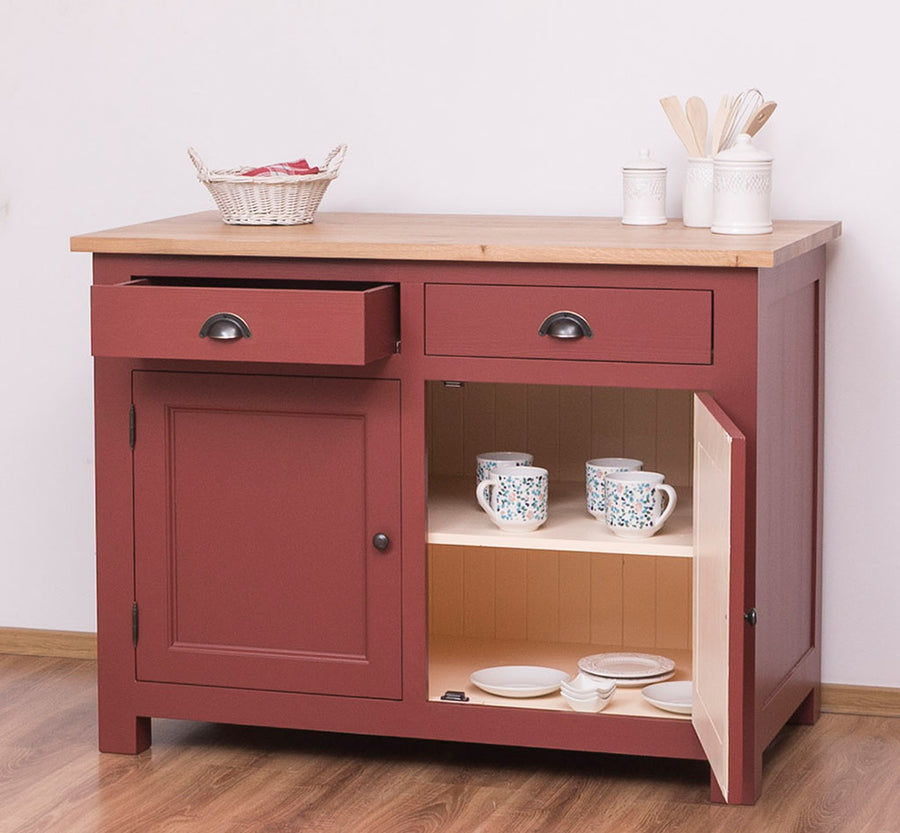 MAISON fenyőfa konyhaszekrény tölgyfalappal 120 cm