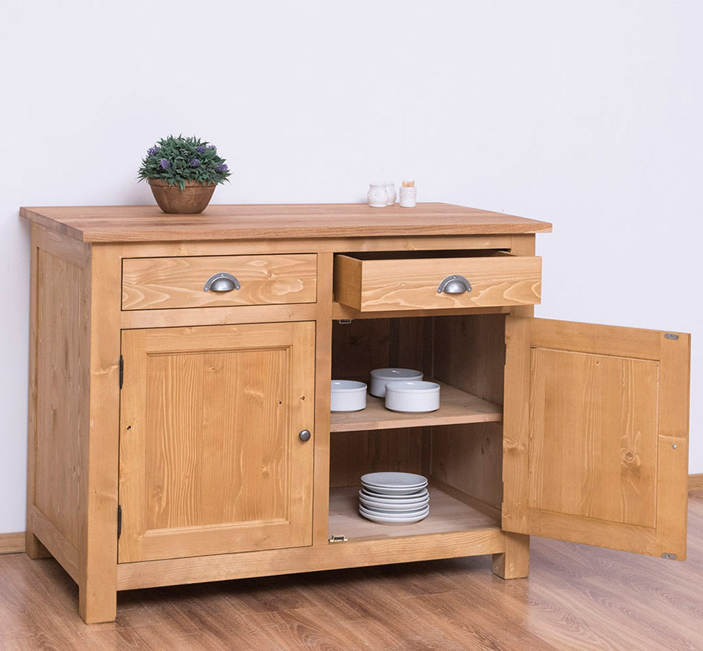 MAISON fenyőfa konyhaszekrény tölgyfalappal 120 cm