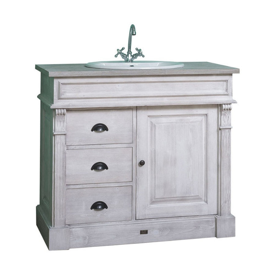 MAISON fenyőfa mosdószekrény tölgyfalappal 103 cm