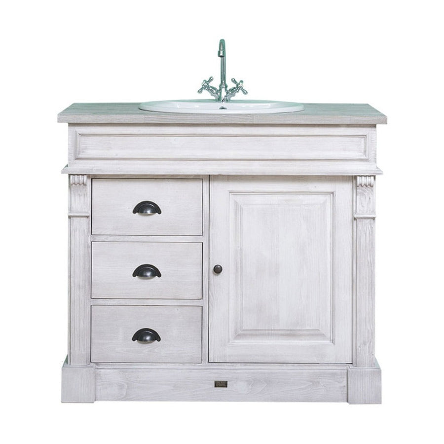 MAISON fenyőfa mosdószekrény tölgyfalappal 103 cm