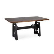 loft és ipari stílusú étkezőasztal, állítható magasságú, mangófa asztallappal