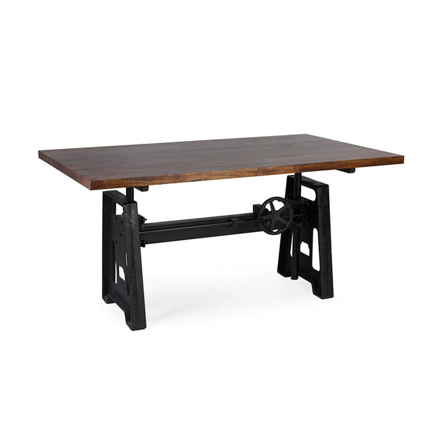 loft és ipari stílusú étkezőasztal, állítható magasságú, mangófa asztallappal