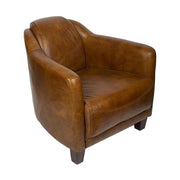 Vintage stílusú, whiskey-barna színű bőrrel kárpitozott bőrfotel.