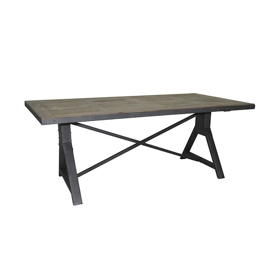 INDUSTRIAL fenyőfa-fém étkezőasztal 180 cm