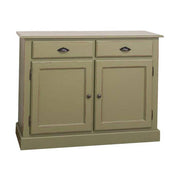 Country stílusú álló konyhaszekrény két fiókkal, és polcos tárolóval. Színe: olívazöld.