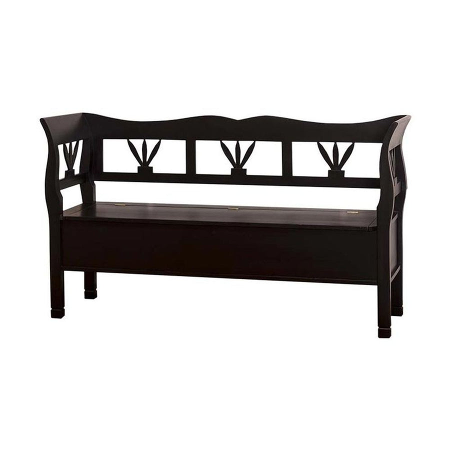 Dekoratív, tömör fenyőfából készült fenyőfa lóca, felnyitható fedlappal. Fekete színű.