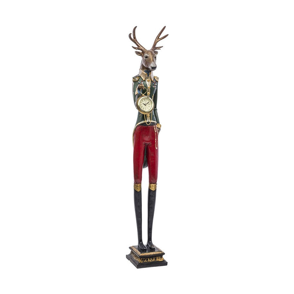 Lord Edward, nagyméretű szarvas figura tábornoki ruhában, órával a kezében