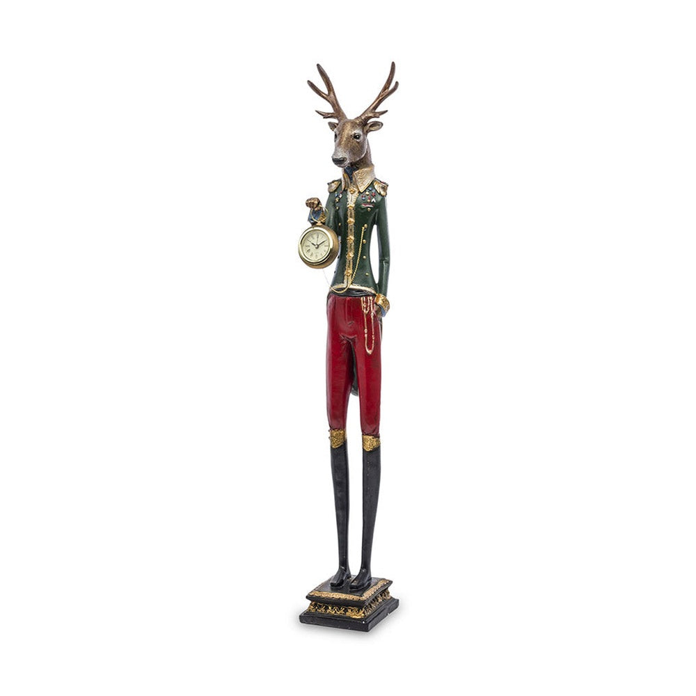 Lord Edward, nagyméretű szarvas figura tábornoki ruhában, órával a kezében
