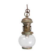 Vintage stílusú, antikolt sárgaréz színűl réz függeszték áttetsző üvegbúrával.