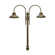 Vintage stílusú, 308 cm magas, két lámpával rendelkező, rézből készült kandeláber üvegbúrával