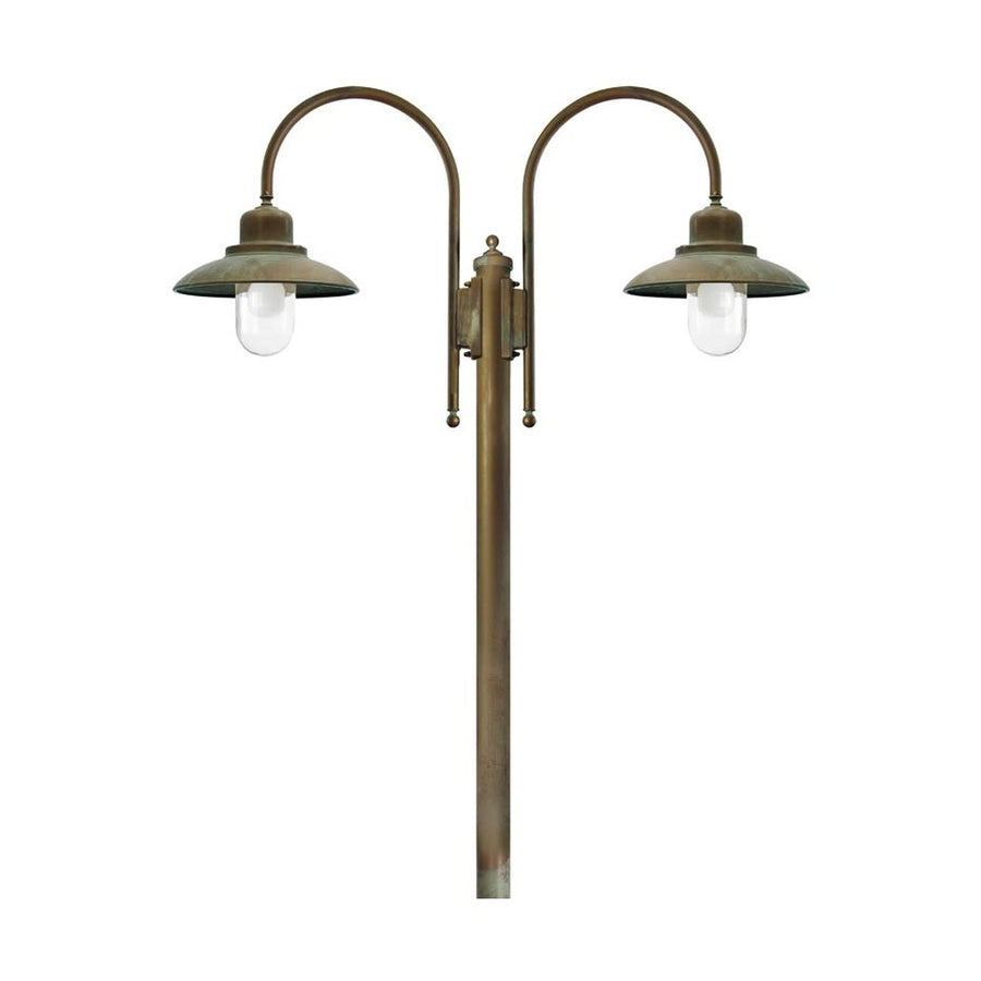 Loft stílusú, antikolt sárgaréz színű, rézből készült kandelláber.