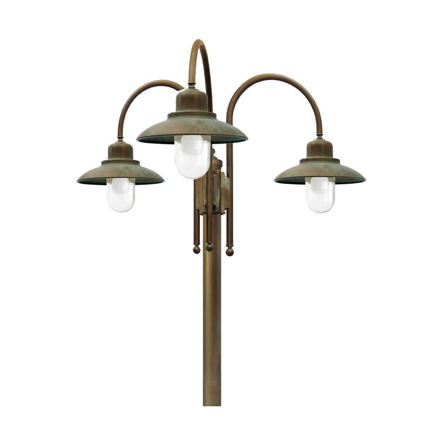 Loft stílusú, antikolt sárgaréz színű, rézből készült kandelláber.