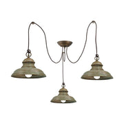 Vintage stílusú, antikolt sárgaréz színű, harang alakú, három lámpából álló függeszték.