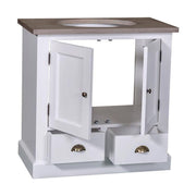 MAISON fenyőfa mosdószekrény tölgyfalappal 90 cm