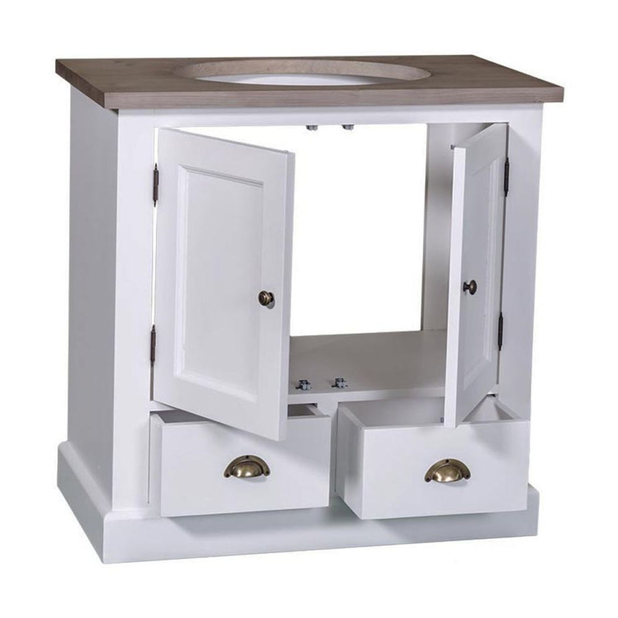 MAISON fenyőfa mosdószekrény tölgyfalappal 90 cm