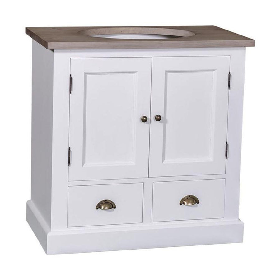 MAISON fenyőfa mosdószekrény tölgyfalappal 90 cm