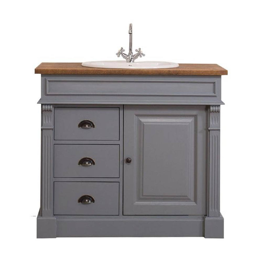 MAISON fenyőfa mosdószekrény tölgyfalappal 103 cm