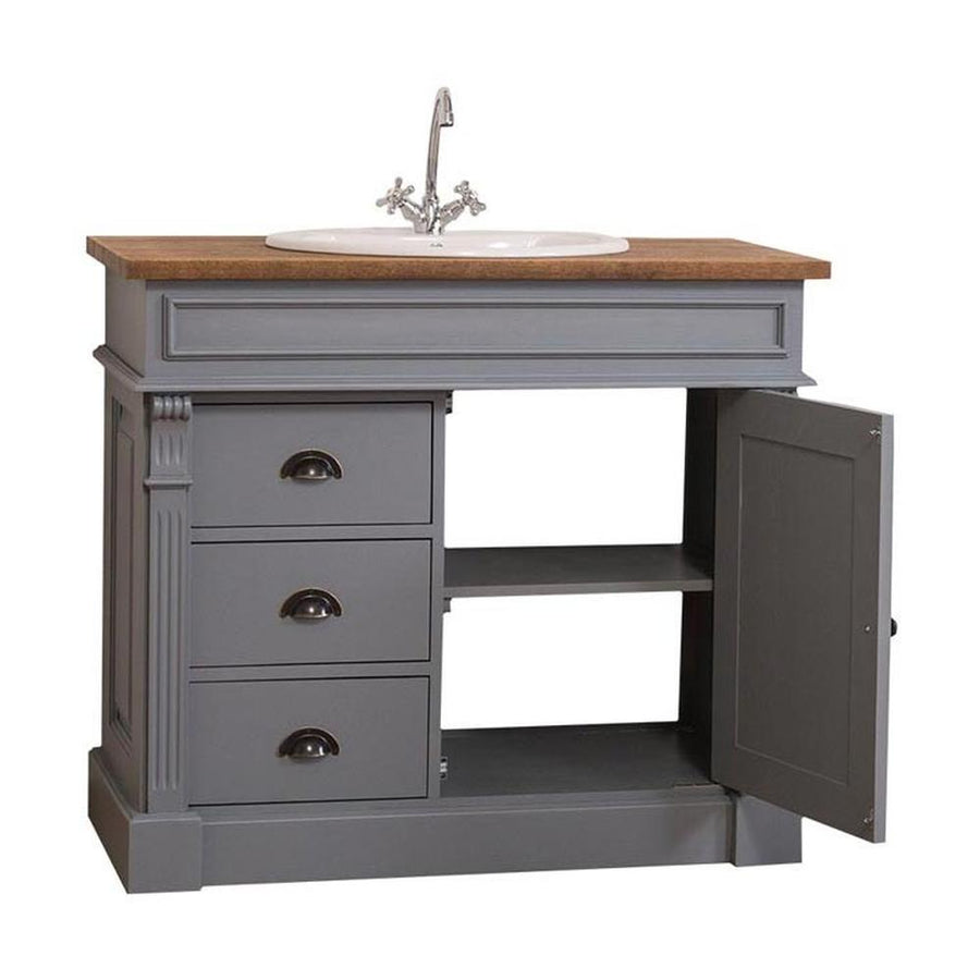 MAISON fenyőfa mosdószekrény tölgyfalappal 103 cm