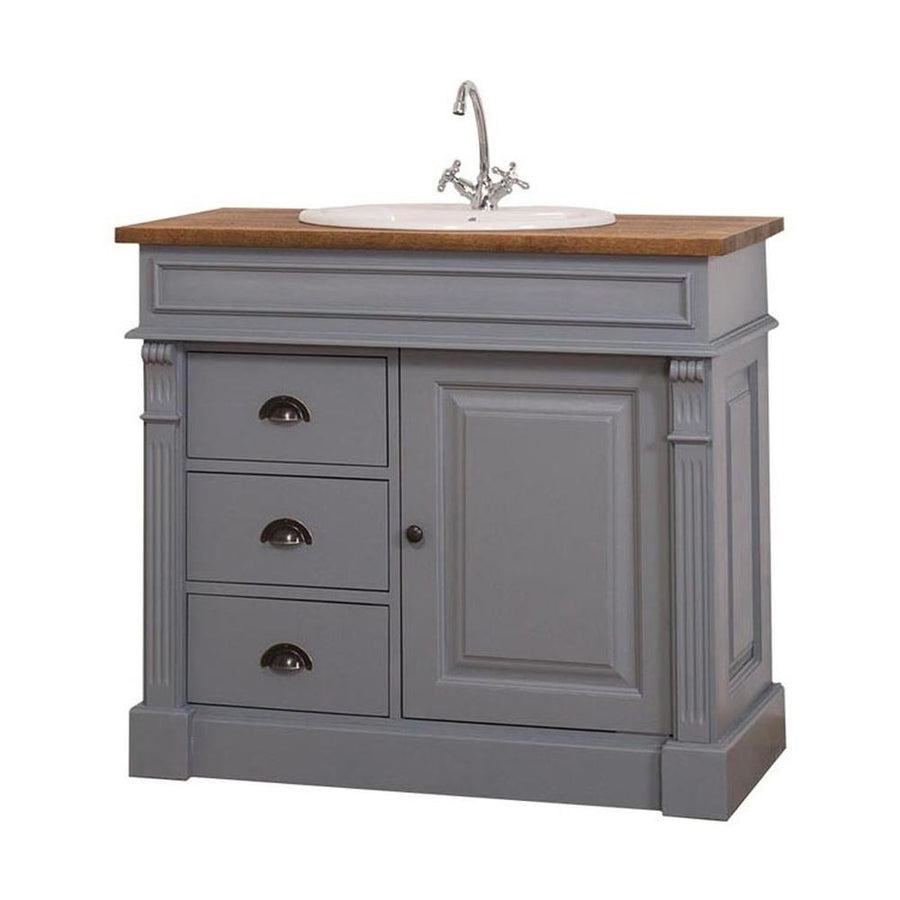 MAISON fenyőfa mosdószekrény tölgyfalappal 103 cm