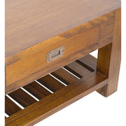 Loft stílusú, mindifából készült dohányzóasztal fiók részlete.