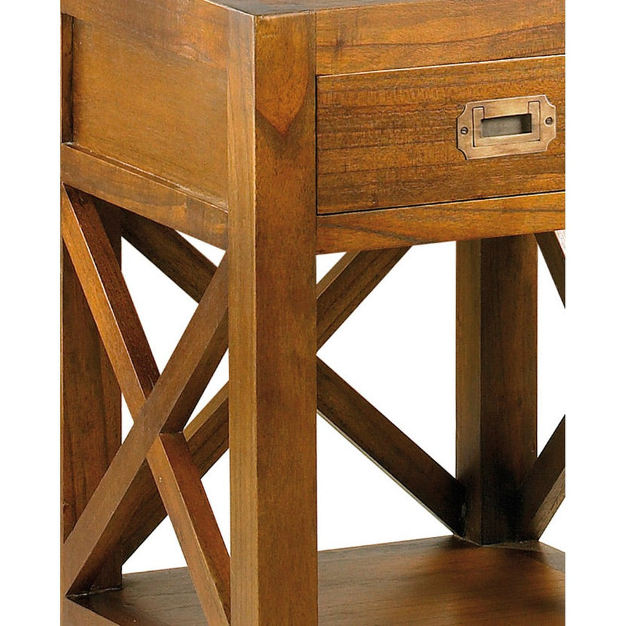 Loft stílusú, mindifából készült, kézműves éjjeliszekrény egy fiókkal, egy polccal.